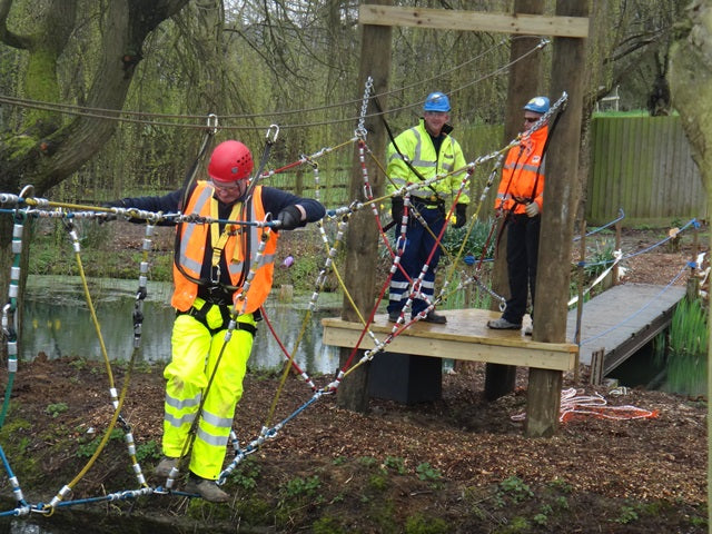 Particiapnts Crossing a Webmaster Bridge