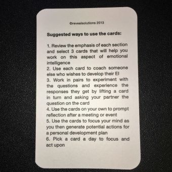 Developing Emotional Intelligence Coaching Cards experiential learning activity suggested uses