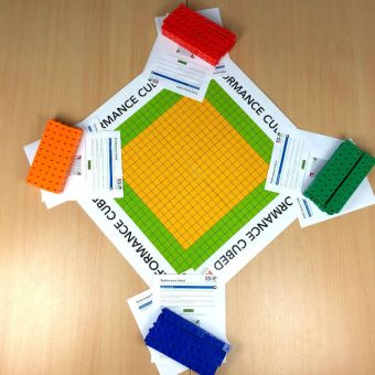 Game set up picture for Performance Cubed experiential learning activity